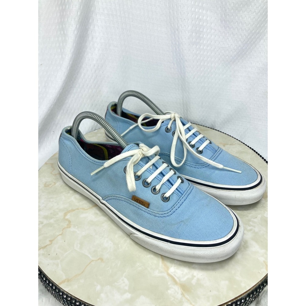Vans Canvas Low Top Skate Sneakers Womens 10 Light Blue Streetwear Retro Shoes